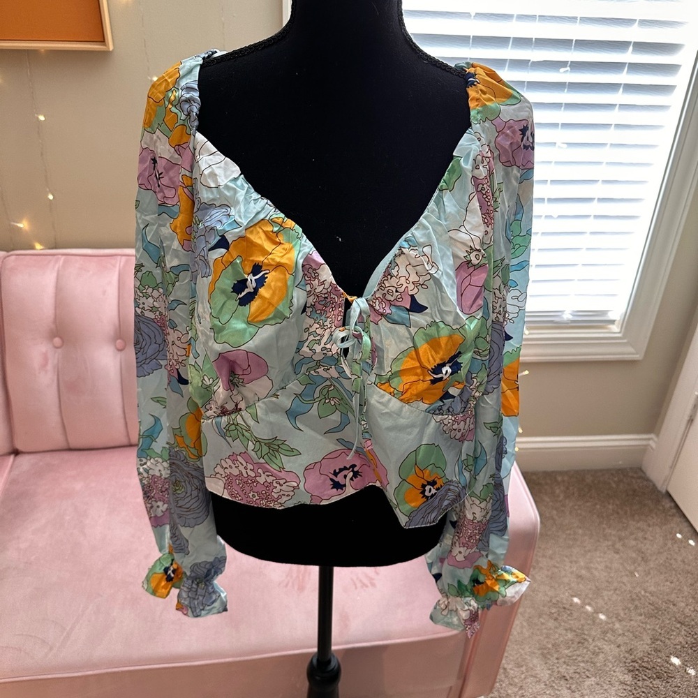 Plus Size 3X Rue21 Floral Long Sleeve Satin Top